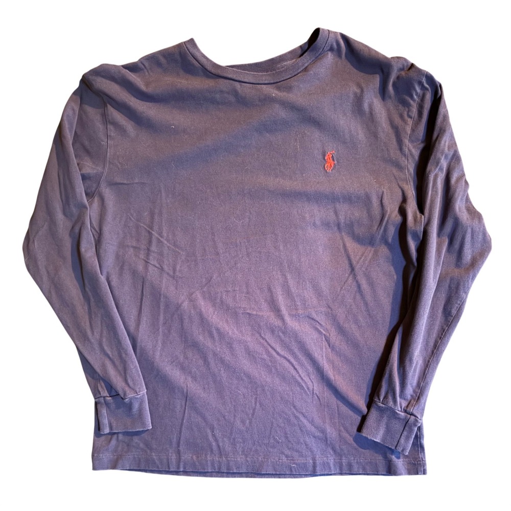 Polo Ralph Lauren Long Sleeve T-Shirt Mens Small Navy Blue Red Pony Logo Cotton